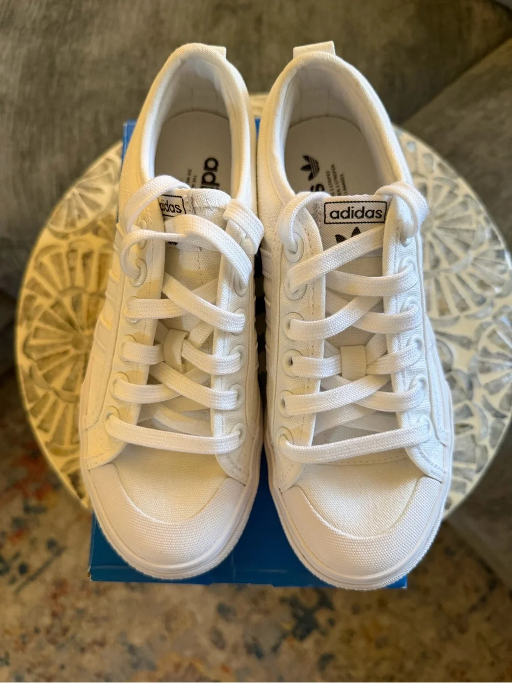 adidas Women’s Triple White NIZZA Platform Lace-Up Sneakers